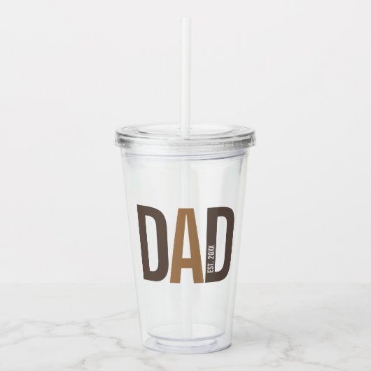 Moderner brauner Personalisierter Vater etabliert Acryltrinkbecher (Vorderseite)