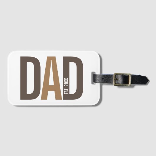 Moderner brauner Personalisierter Vater etabliert Gepäckanhänger (Vorderseite (Horizontal))
