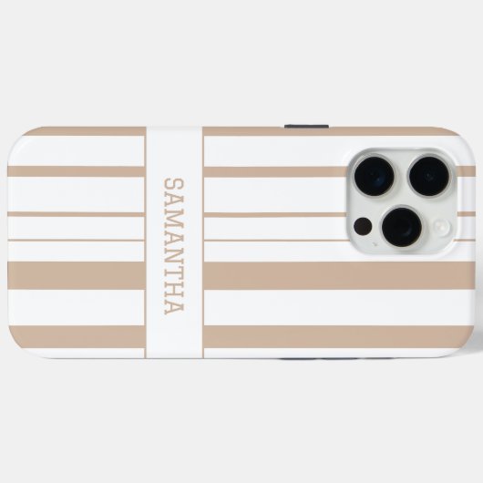 Moderner brauner Streifen Personalisierter Name Mi Case-Mate iPhone Hülle (Rückseite (Horizontal))