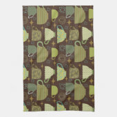 Moderner brauner Teakup aus dem Mittelalter Geschirrtuch (Vertikal)