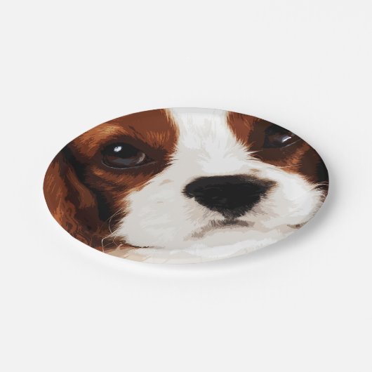 moderner brauner unbekümmerter Königcharles Pappteller (Schrägansicht)