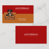 Moderner brauner und roter Sofa Welpenhund sitzend Visitenkarte (Vorne/Hinten)