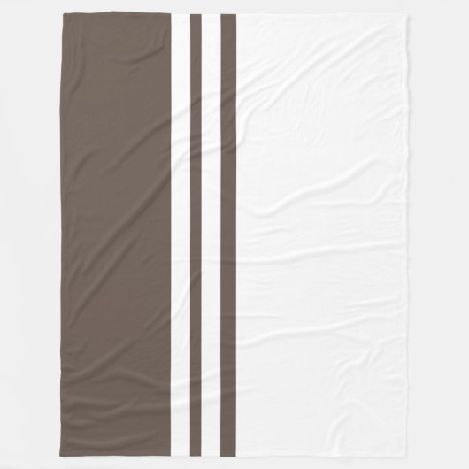 Moderner, brauner, weißer Racing Streifen - Farbbl Fleecedecke (Vorderseite)