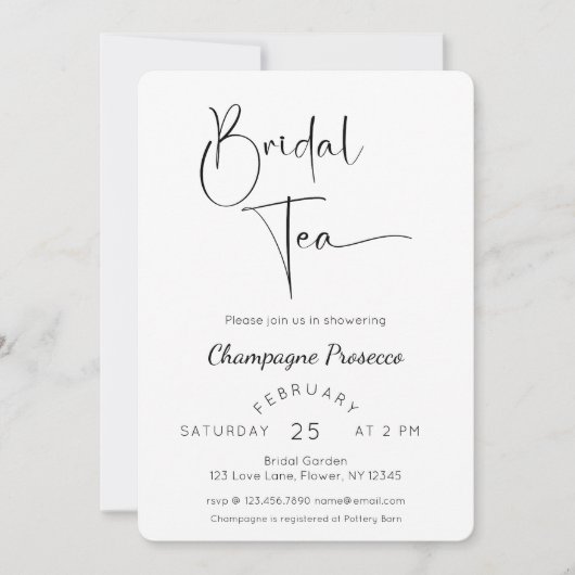 Moderner Brautparty Tee Einladung (Vorderseite)