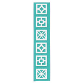 Moderner Breeze Block Aqua Runner Kurzer Tischläufer (Vorderseite)