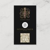 Moderner Bronze-Oktopus-Friseursalon-Logo-QR-Code Visitenkarte (Vorderseite)