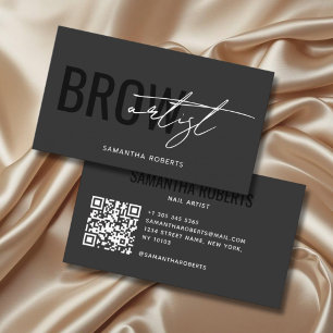 Moderner Brow-Künstler QR-Code grau schwarz Visitenkarte