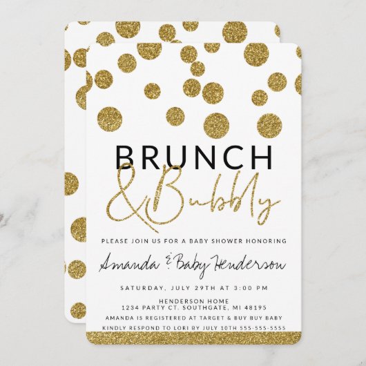 Moderner Brunch & Bubbly Einladung (Vorne/Hinten)