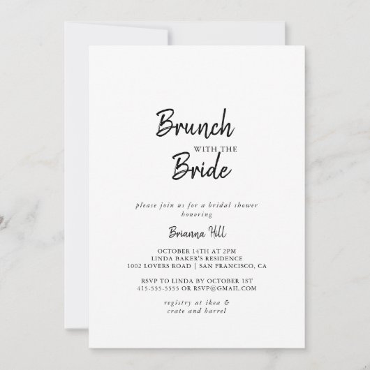 Moderner Brunch mit Brautdusche Einladung (Vorderseite)