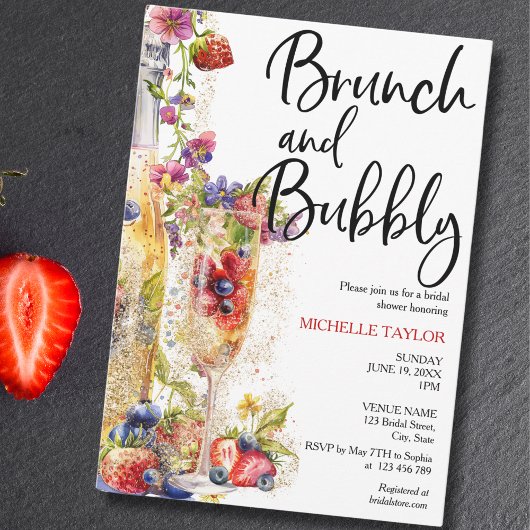 Moderner Brunch und Bubble Summer Champagne Cockta Einladung