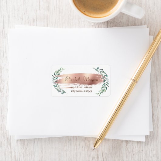 Moderner Brush Stroke, Glitzer Bokeh, Olivenzweig Adressaufkleber (Insitu)