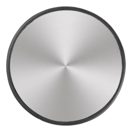 Moderner Brushed Metal Look Hockey Puck (Vorderseite)