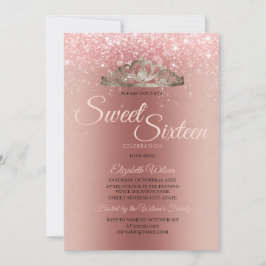 Moderner Brushed Metal Rose Gold Glitzer Sweet 16 Einladung