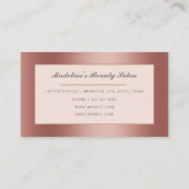 Moderner Brushmetall-Rose Gold Salon Visitenkarte (Rückseite)