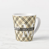Moderner Buffalo-Karierter Monogram-Weihnachtsfeie Milchtasse (Rechte Ecke)