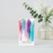 Moderner bunter gemalter Brushstrokes-Glitzer Visitenkarte (Stehend Vorderseite)