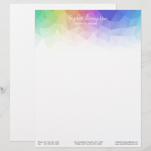 Moderner bunter Regenbogen polygonal - Briefkopf (Vorne/Hinten)