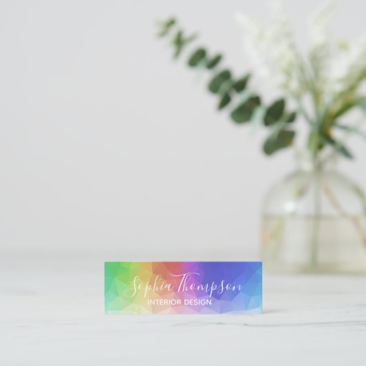 Moderner bunter Regenbogen polygonal - Mini Visitenkarte (Stehend Vorderseite)