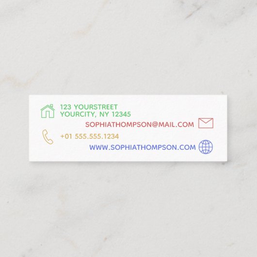 Moderner bunter Regenbogen polygonal - Mini Visitenkarte (Rückseite)