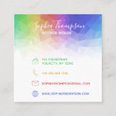 Moderner bunter Regenbogen polygonal - Quadratische Visitenkarte (Rückseite)