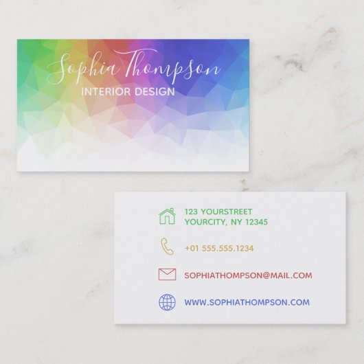 Moderner bunter Regenbogen polygonal - Visitenkarte (Vorne/Hinten)