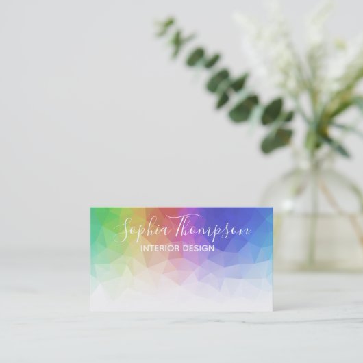 Moderner bunter Regenbogen polygonal - Visitenkarte (Stehend Vorderseite)