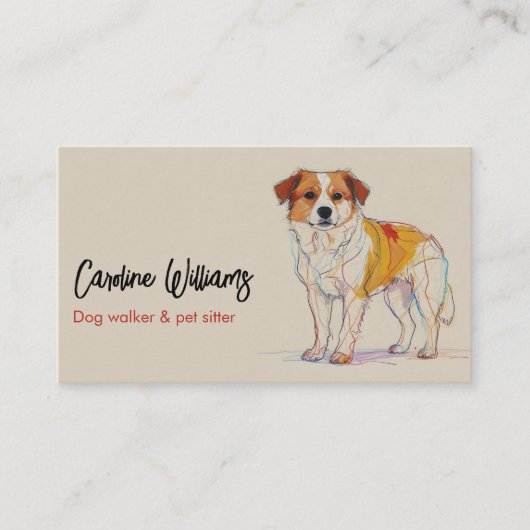 Moderner, bunter zeichnend Hundeschlittengänger Visitenkarte (Vorderseite)
