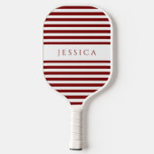 Moderner Burgund gestreifter Individuelle Name Pickleball Schläger (Rückseite)