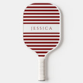 Moderner Burgund gestreifter Individuelle Name Pickleball Schläger (Vorderseite)