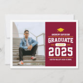 Moderner Burgund Gold Foto Abschluss Ankündigung (Vorderseite)