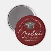Moderner Burgund Graduate Custom 2025 Abschluss Magnet (Vorderseite/Rückseite)