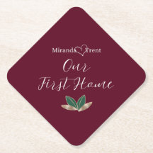 Moderner Burgund Housewarming Party Untersetzer