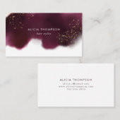 Moderner Burgunder-GoldGlitzerWatercolor Visitenkarte (Vorne/Hinten)