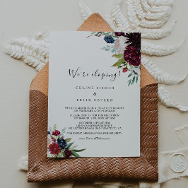 Moderner Burgunder Navy Blush Elopement Empfang Einladung