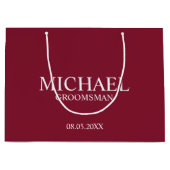 Moderner Burgunder Personalisierter Trauzeuge Große Geschenktüte (Vorderseite)