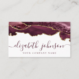 Moderner Burgunder Red Gold Glitzer Agate Marble Visitenkarte