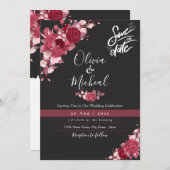 Moderner Burgunder Ruby-Rose Typograf Hochzeit Einladung (Vorne/Hinten)