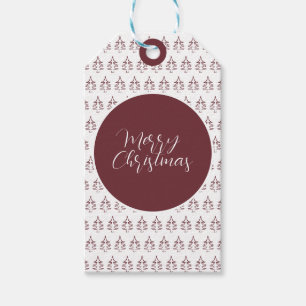 Moderner Burgunder-Weihnachtsbaum Geschenkanhänger