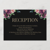 Moderner Burgundy-Floral-Gold-Monogramm-Empfang Begleitkarte (Vorderseite)