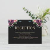 Moderner Burgundy-Floral-Gold-Monogramm-Empfang Begleitkarte (Stehend Vorderseite)