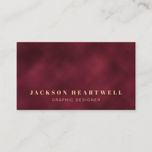 Moderner Burgundy Foil Texture QR Code Visitenkarte (Vorderseite)