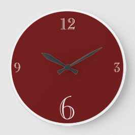 Moderner Burgundy Maroon Red Solid Farbe minimalis Große Wanduhr