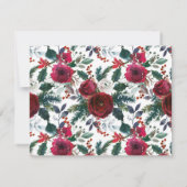 Moderner Burgundy Red Holly Floral Weihnachtsfeier Mitteilungskarte (Rückseite)