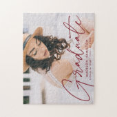 Moderner Burgundy Script Foto Abschluss Puzzle (Vertikal)