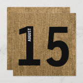 Moderner Burlap Bold Kalender Bachelor oder Geburt Einladung (Vorne/Hinten)