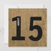 Moderner Burlap Bold Kalender Bachelor oder Geburt Einladung (Vorderseite)