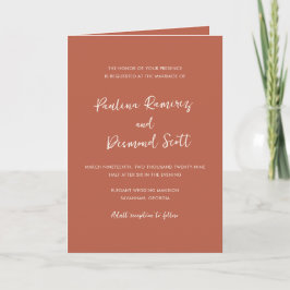 Moderner Burnt Orange QR Code Einfache Hochzeit Einladung