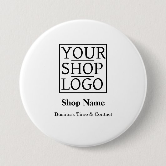 Moderner Business Shop Minimalistisch Weiß Button (Vorderseite)