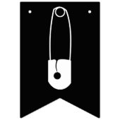 Moderner Button mit schwarzem und weißem Sicherhei Wimpelkette (Erste Fahne)