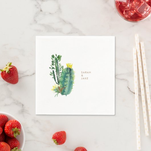 Moderner Cactus Wedding Cocktail Serviette (Beispiel)